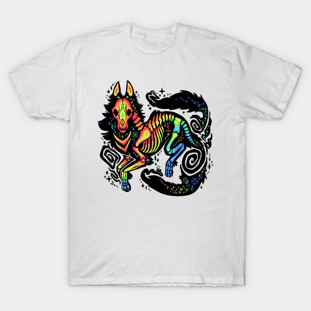 Rainbow Wolf Skeleton T-Shirt by Things By Diana